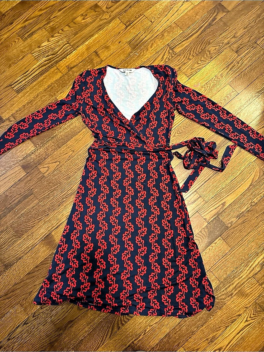 Boden Floral Wrap Midi Dress in Blue & Red